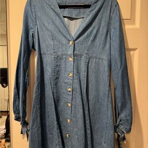 ASOS Blue Long Sleeve V-Neck Sundress